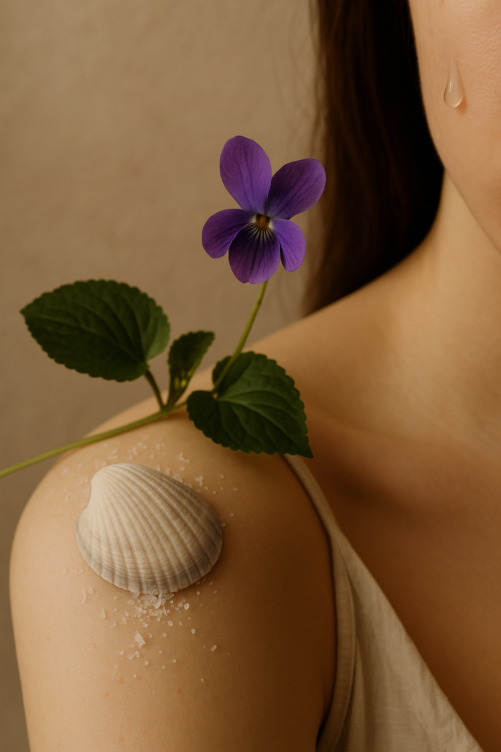 Le sel et la violette – Une larme tombée sur une joue​